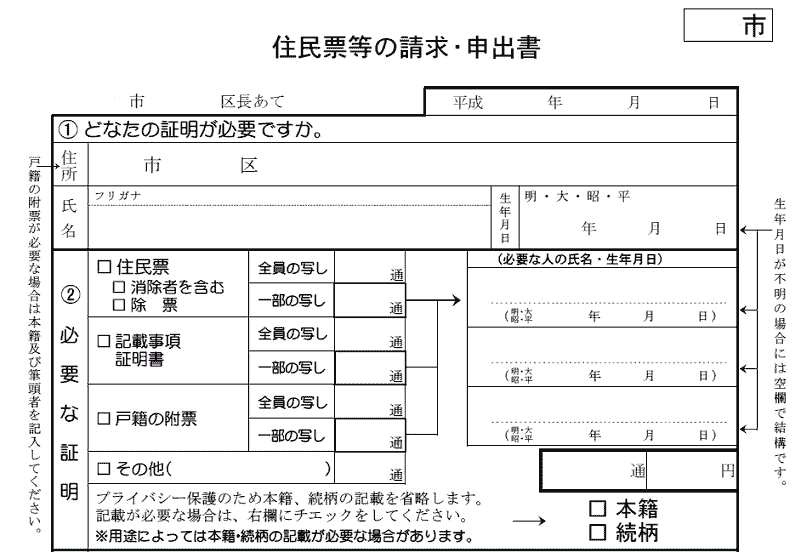 票 本人 以外 住民